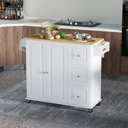 Kitchen Island on Wheels, Kitchen Cart with Drop Leaf, Drawers, Grey