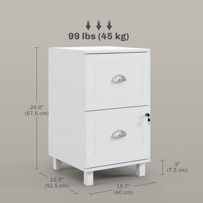 2-Drawer Small Filing Cabinet Lockable Home Office Storage Cabinet with Adjustable Hanging Bars for A4 Letter Black