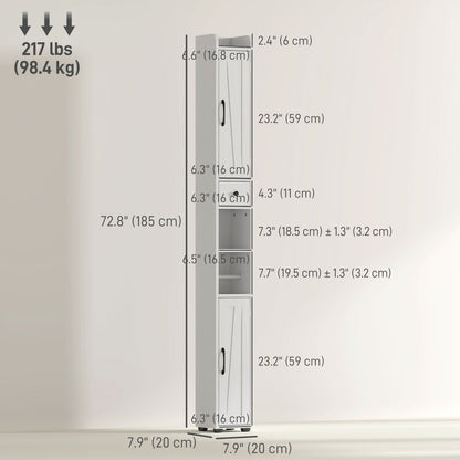 Narrow Bathroom Cabinet, Tall Bathroom Storage Cabinet with Barn Doors, Drawer and Adjustable Shelves, Brown Wood Grain