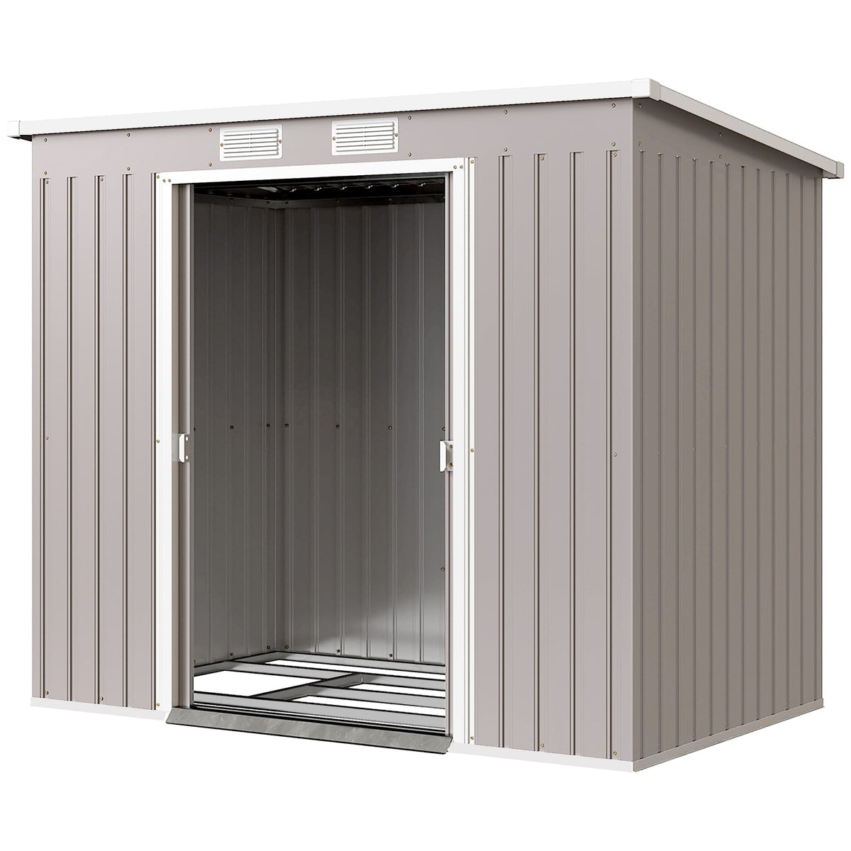 7' x 4' Galvanised Steel Garden Shed, with Foundation Kit - Green