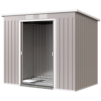 7' x 4' Galvanised Steel Garden Shed, with Foundation Kit - Green