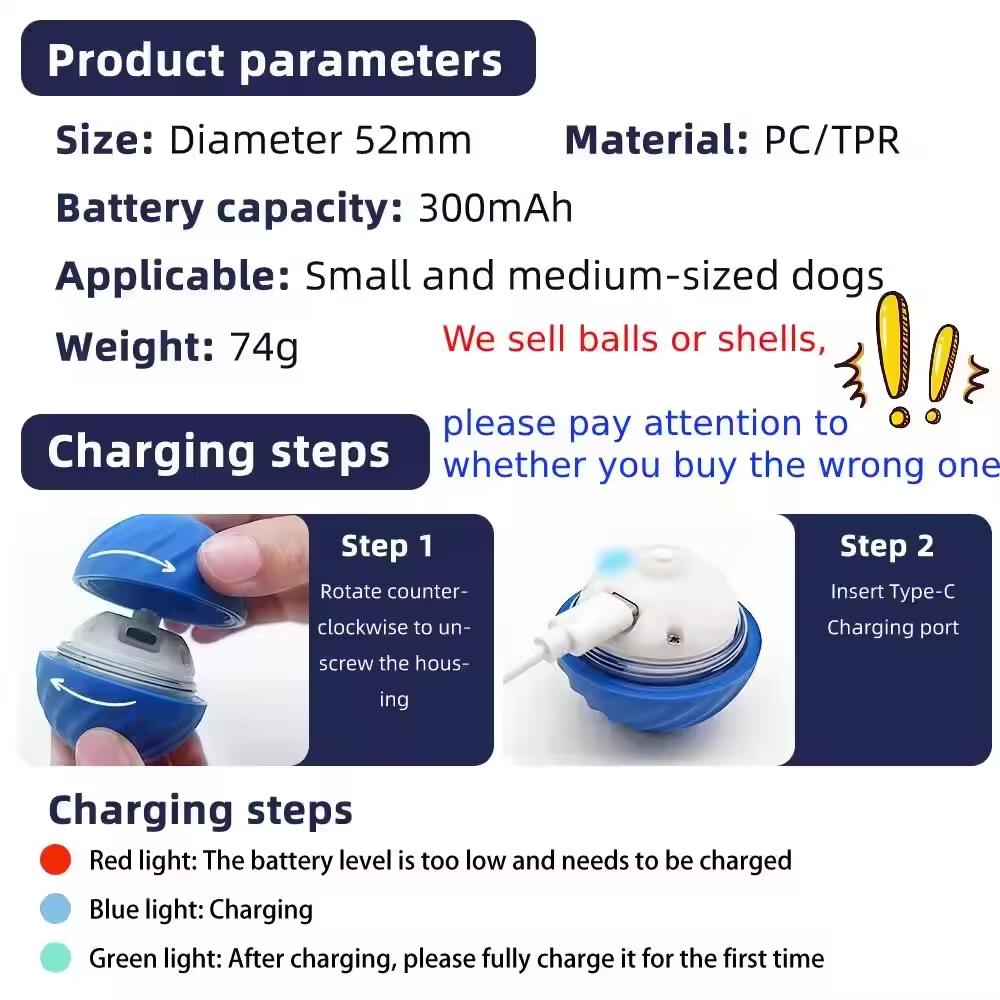 Vibrating Dog Ball Toy for Dogs & Cats – Interactive Bouncing