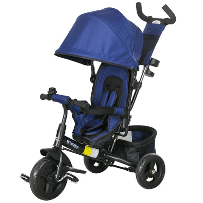 6 in 1 Tricycle for Toddler 1-5 Years with Parent-Push Handle, Dark Blue