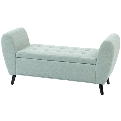 Upholstered Storage Bench with Arms, Modern Ottoman Bench for Bedroom, Entryway, and Living Room, Black