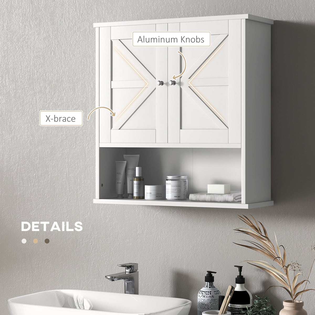 Farmhouse Bathroom Medicine Cabinet, Wall Cabinet with Barn Doors, and Adjustable Shelf for Laundry Room, Black