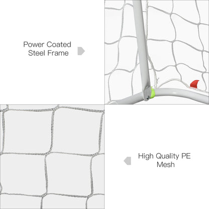 6ft x 4ft Soccer Goal Net with Metal Frame, PE Mesh, Ground Stakes, Easy Assembly, White