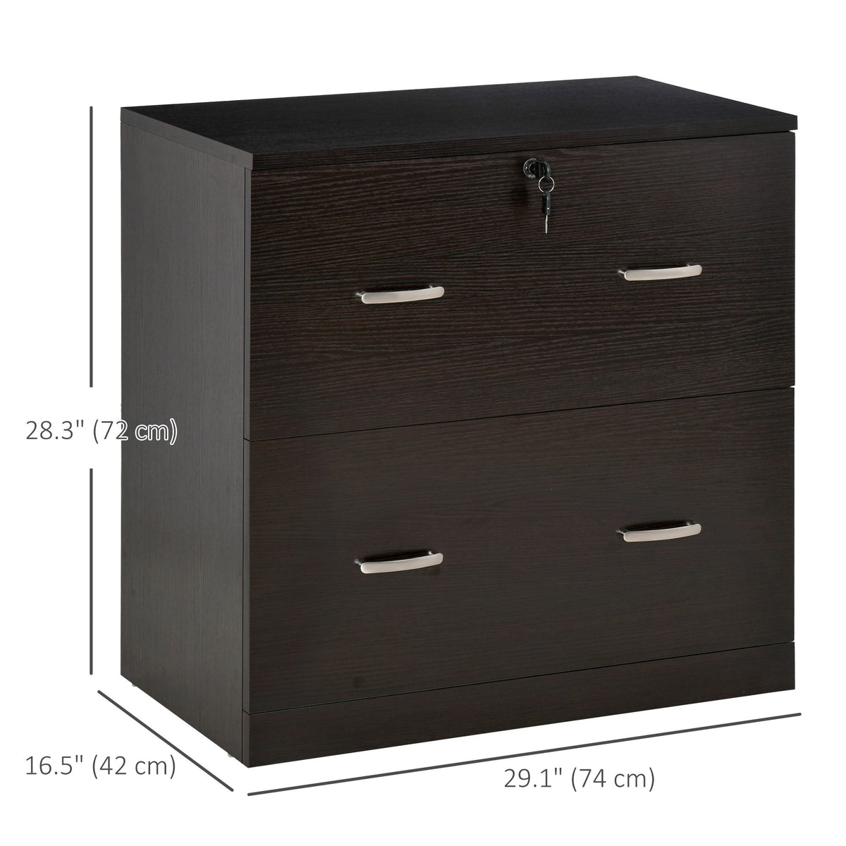 2 Drawer File Cabinet with Lock, Office Filing Cabinet, Hanging Bar for Letter Size, Home Office, Grey