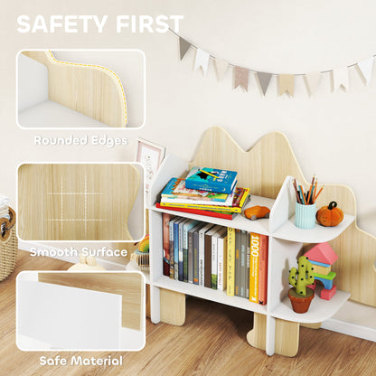 Dinosaur Themed Kids Bookshelf, 2 Tier Kids Bookcase, for Playroom, Bedroom, Living Room, Kids Room, Natural