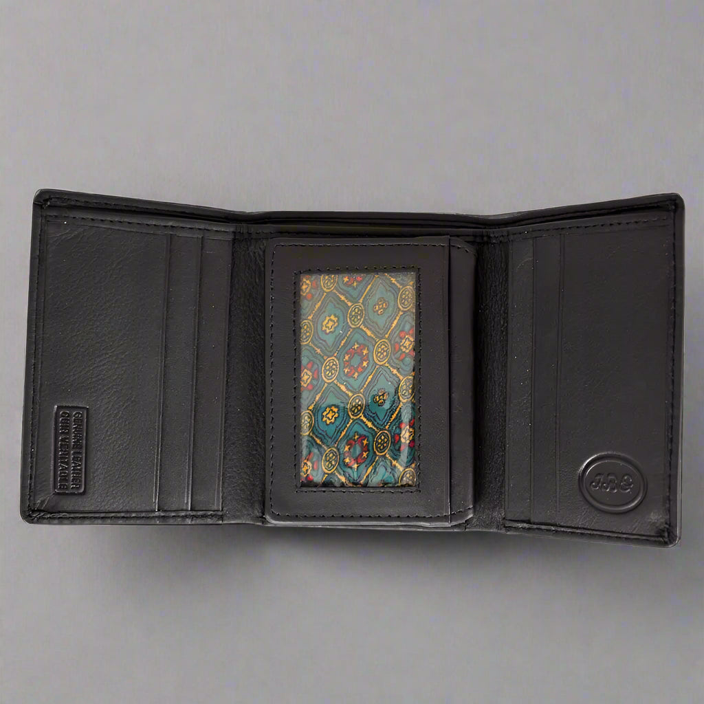 JBG International Men's Flip Up Trifold Leather Wallet