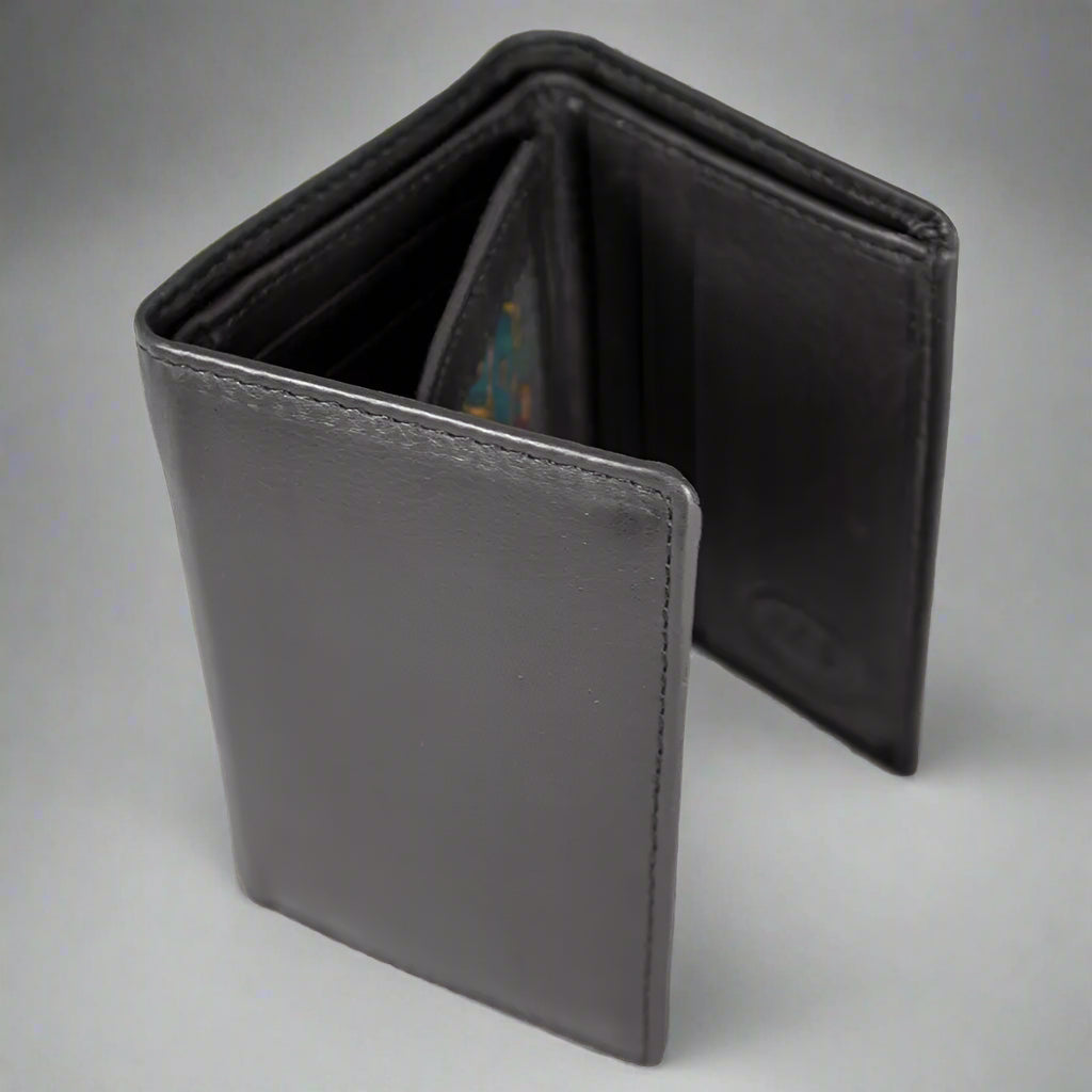 JBG International Men's Flip Up Trifold Leather Wallet