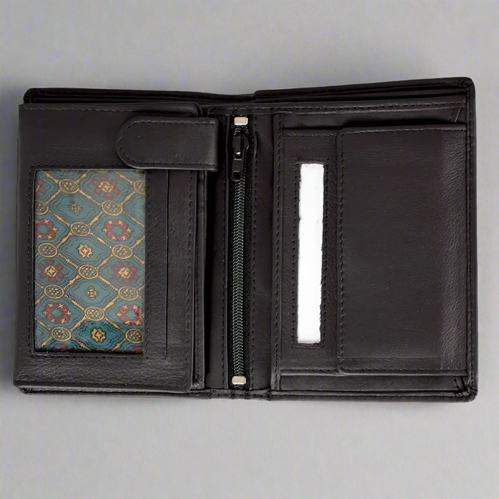 JBG International Men's Snap Close Flip Trifold Leather Wallet