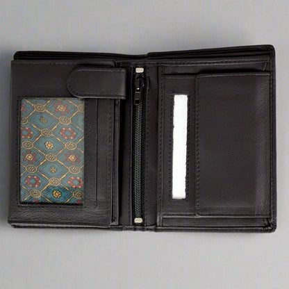 JBG International Men's Snap Close Flip Trifold Leather Wallet
