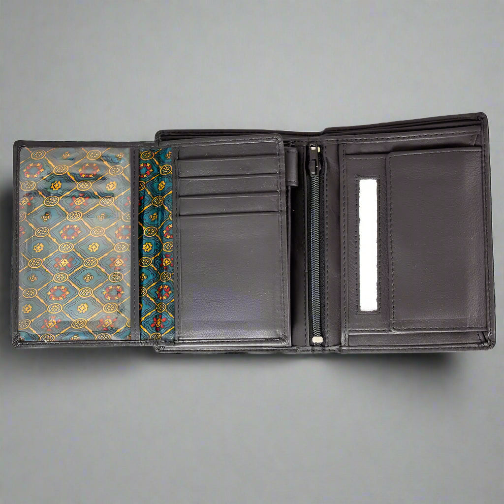 JBG International Men's Snap Close Flip Trifold Leather Wallet