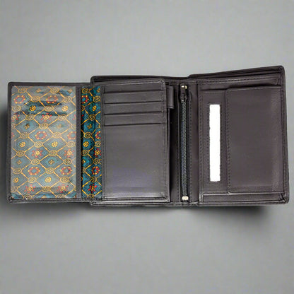 JBG International Men's Snap Close Flip Trifold Leather Wallet