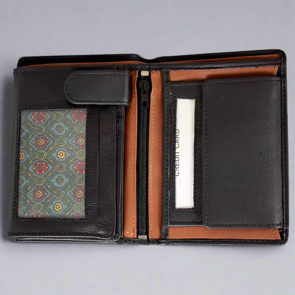 JBG International Men's Snap Close Flip Trifold Leather Wallet