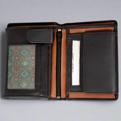 JBG International Men's Snap Close Flip Trifold Leather Wallet