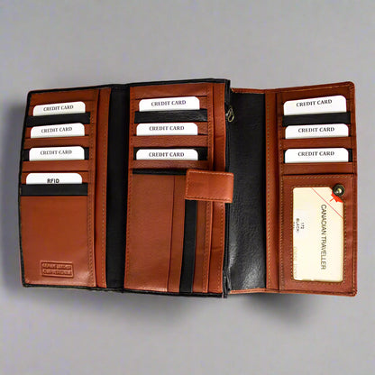 JBG International Women's Trifold RFID Leather Wallet