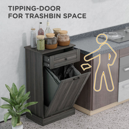 Kitchen Tilt Out Trash Bin Cabinet, Free Standing Recycling Cabinet, Trash Can Holder with Drawer, White