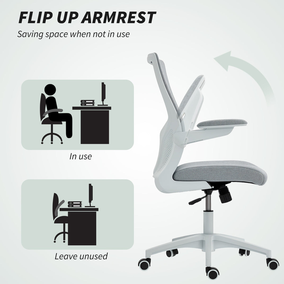 Ergonomic Office Chair, Swivel Desk Chair with Adjustable Lumbar Support, Headrest and Height, Flip-up Armrests, Beige