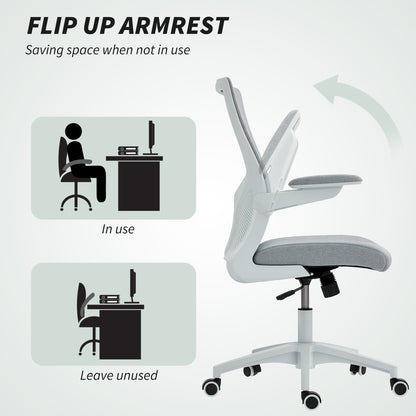 Ergonomic Office Chair, Swivel Desk Chair with Adjustable Lumbar Support, Headrest and Height, Flip-up Armrests, Beige