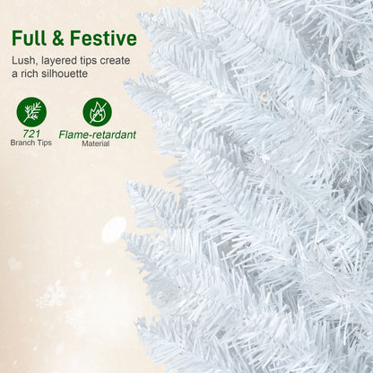9ft Christmas Tree with Colourful DIY Synchronized LEDs, Hinged Pencil Xmas Tree with Remote, Daily Timer, Green