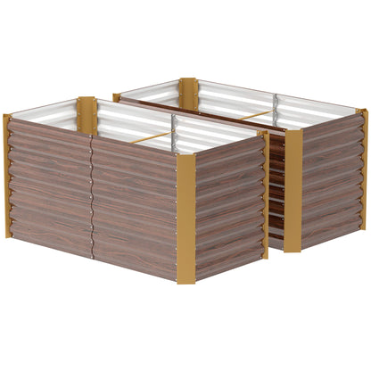 Set of 2 Galvanized Metal Planters for Outdoor Plants, 4' x 2' x 2' Raised Garden Bed, Dark Grey