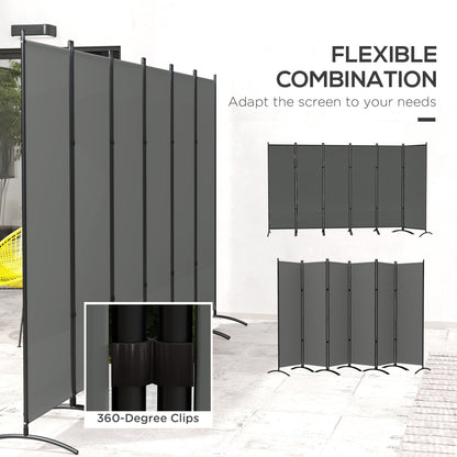 6 Panel Folding Room Divider, UV30+ Privacy Screen, Indoor Outdoor Privacy Panel with Stable Base, Beige