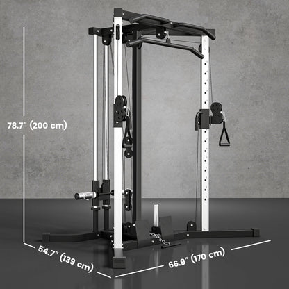 Multifunctional Home Gym Machine with Pull Up Bar, 15-Position Adjustable Strength Training Workout Station