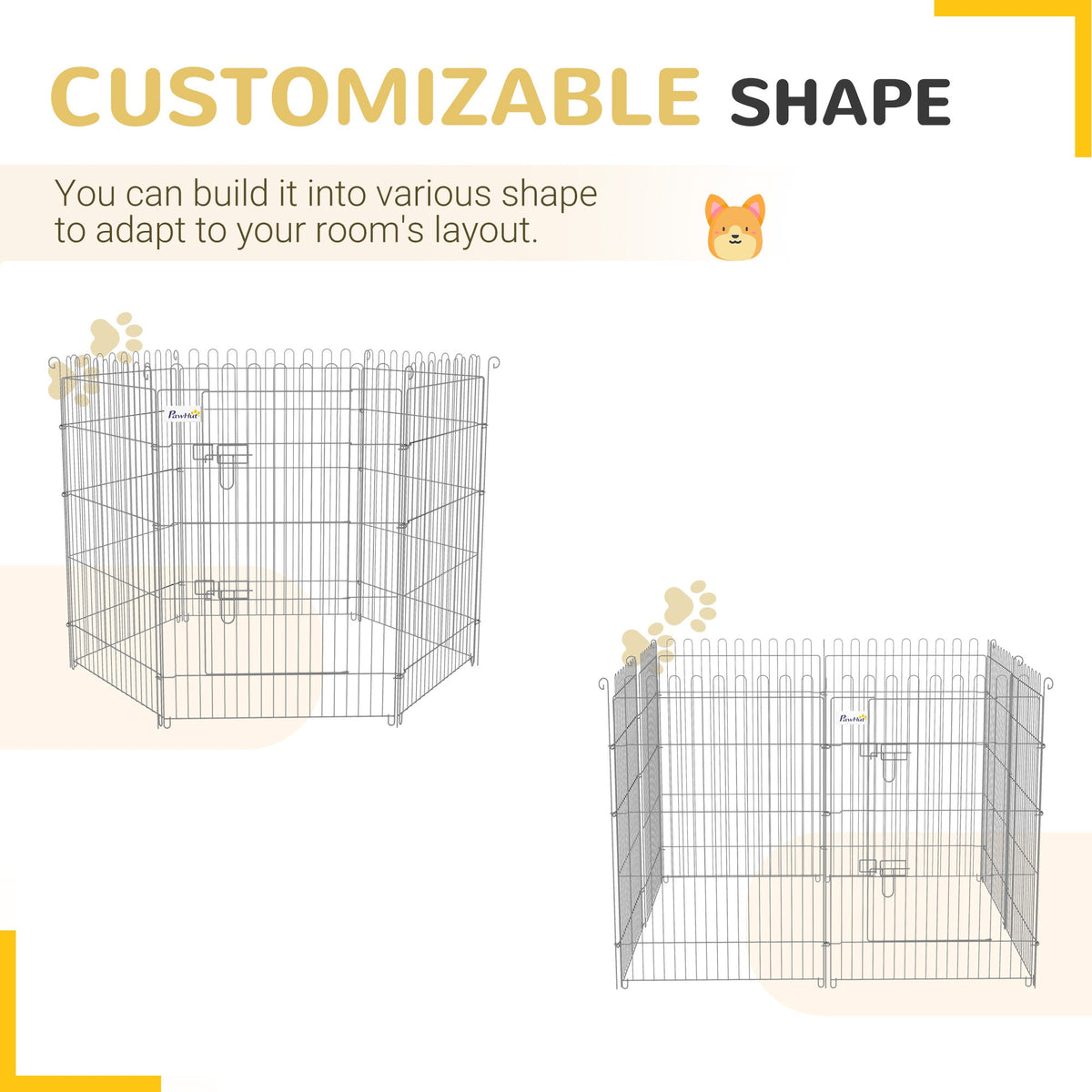 24inch 8-Panel Dog Playpen Octagon Pet Exercise Playpen Crate Foldable Dog Cage Pen Puppy Kennel, Black
