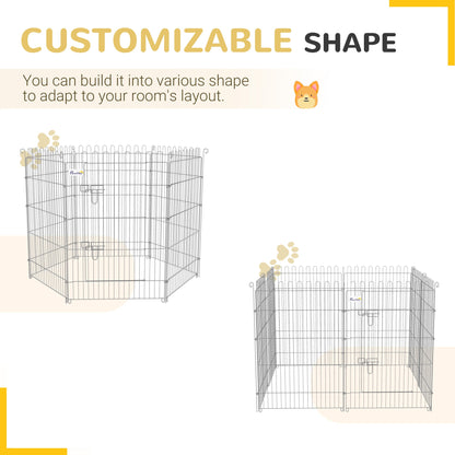 24inch 8-Panel Dog Playpen Octagon Pet Exercise Playpen Crate Foldable Dog Cage Pen Puppy Kennel, Black