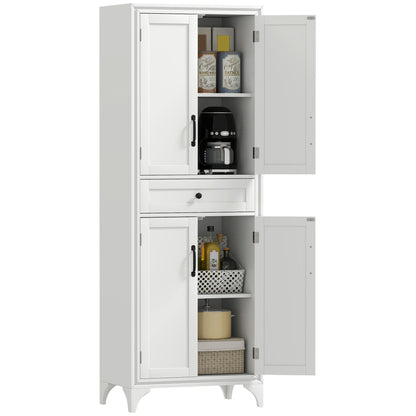 Freestanding Storage Cabinet, Kitchen Pantry Cabinet with 2 Shelves, 4 Doors for Dining Room, Black