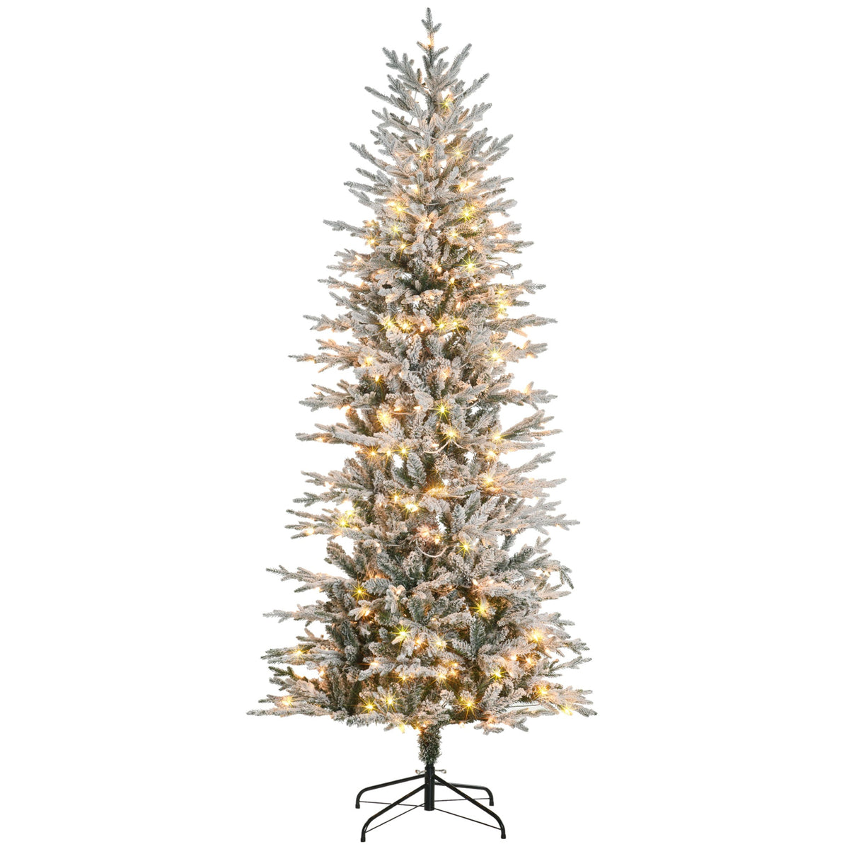 6' Pre Lit Arctic Fir Artificial Flocked Christmas Trees, with Snow Branches, Warm White UL Listed Clear Lights