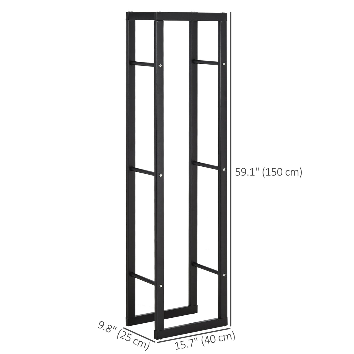 15.7" x 9.8" x 39.4" Firewood Rack Outdoor, Log Holder Fireplace Storage Rack with Handles and 220 lbs. Weight Capacity, Black