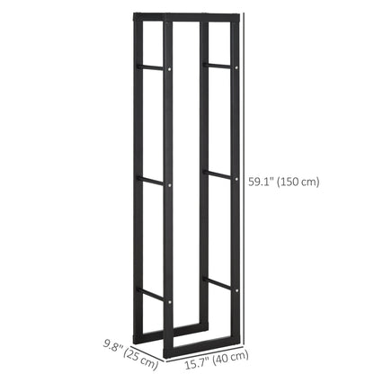 15.7" x 9.8" x 39.4" Firewood Rack Outdoor, Log Holder Fireplace Storage Rack with Handles and 220 lbs. Weight Capacity, Black
