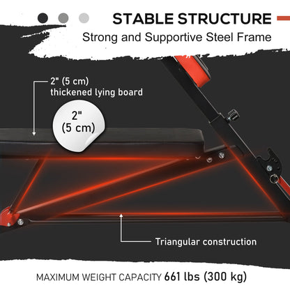 Adjustable Weight Bench Roman Chair Exercise Training Multi-Functional Hyper Extension Bench Dumbbell Bench Ab Sit up Decline Flat Black and Red