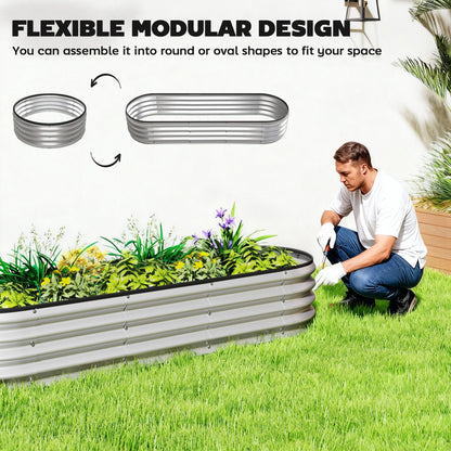 2Pcs Galvanized Raised Garden Bed, 4 x 3 x 1 ft Modular Metal Garden Beds with Rubber Strip Edging, Silver