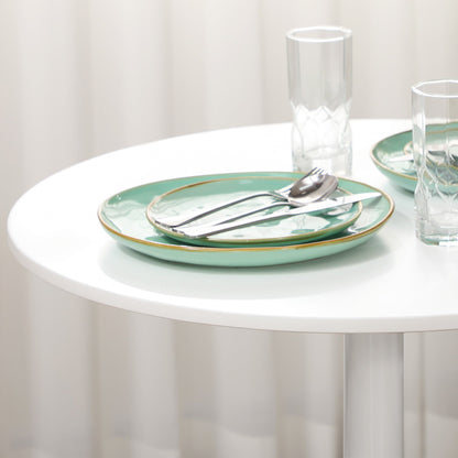 Jan Modern Round Dining Table with Steel Base for Small Spaces-White