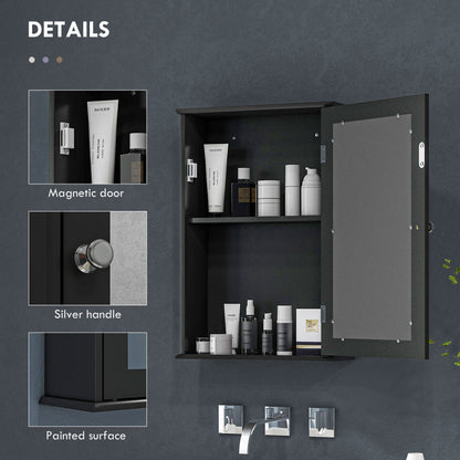 Bathroom Mirror Cabinet, Wall Mounted Medicine Cabinet with Door and Shelves, White
