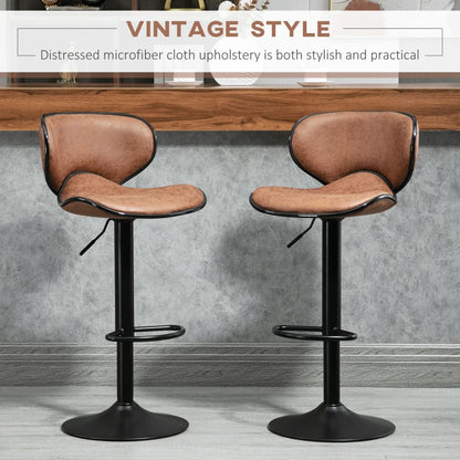 Anna Vintage Adjustable Counter/Bar Height Stools with Swivel Seat-Set of 2-Brown