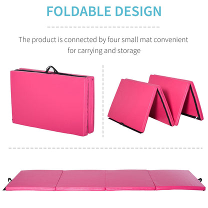 4'x10'x2" Folding Gymnastics Tumbling Mat, Exercise Mat with Carrying Handles for Yoga, MMA, Martial Arts, Dark Blue