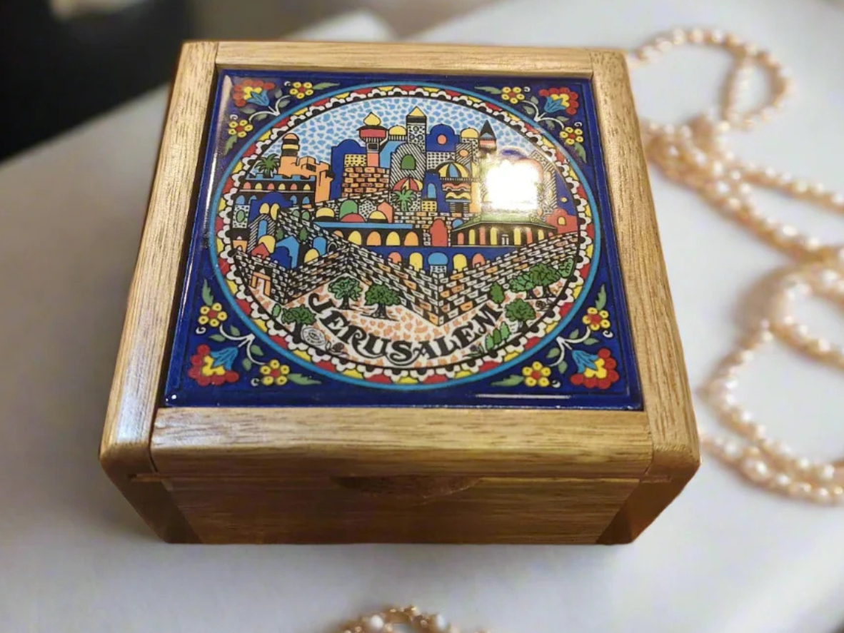 Handcrafted Ceramic & Wood Jewelry Box – 6" Keepsake Storage