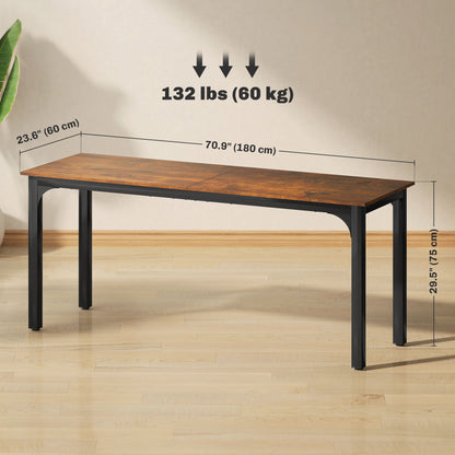 71" Computer Desk, Desktop Desk with Metal Legs, Distressed Black
