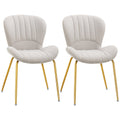 Lux Modern Dining Chairs with Cushioned Backrest-Set of 2-Cream White