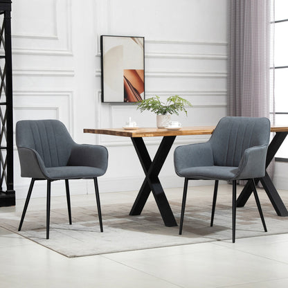 Robbie Dining Chairs Set of 2 with Armrest-Dark Grey