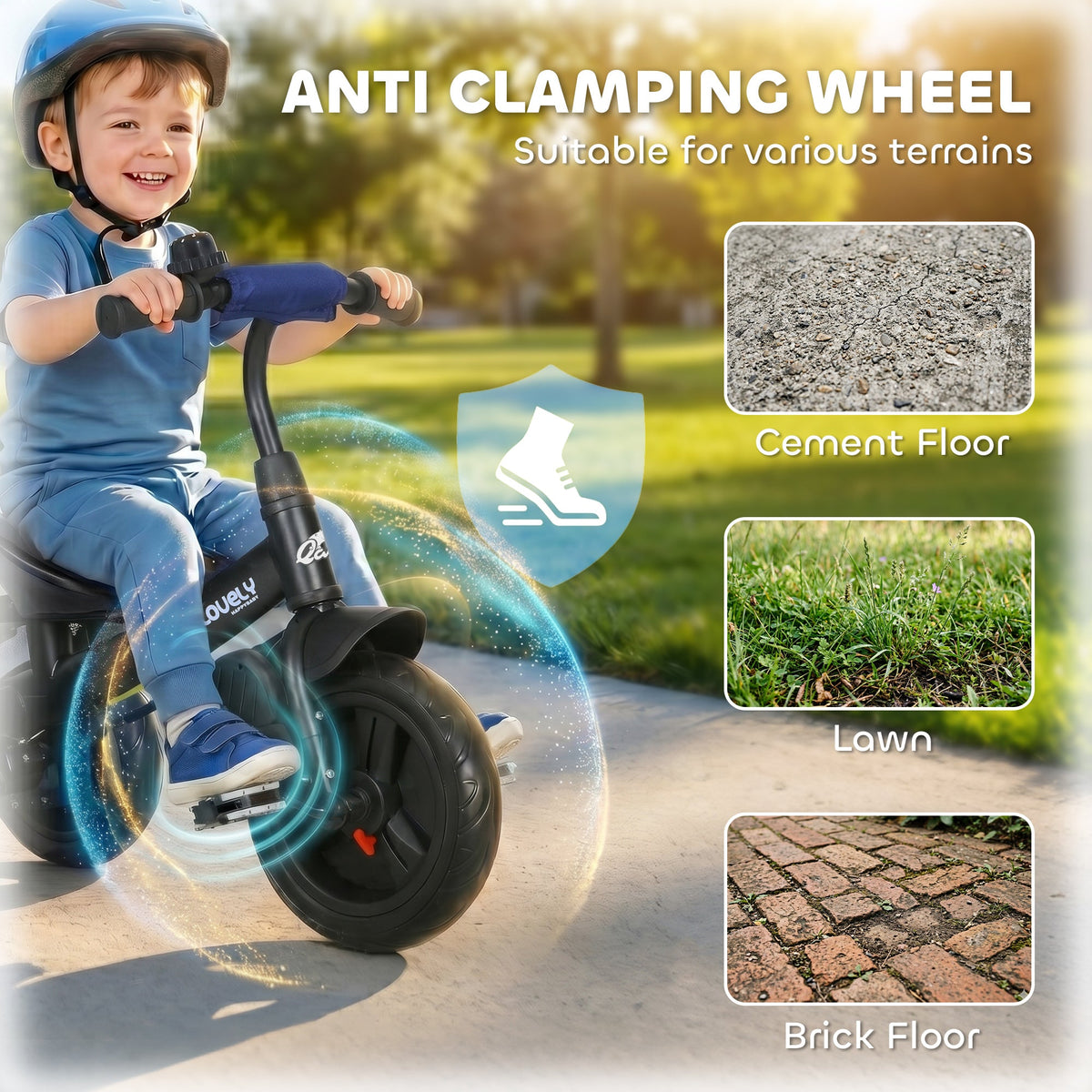 6 in 1 Tricycle for Toddler 1-5 Years with Parent-Push Handle, Dark Blue