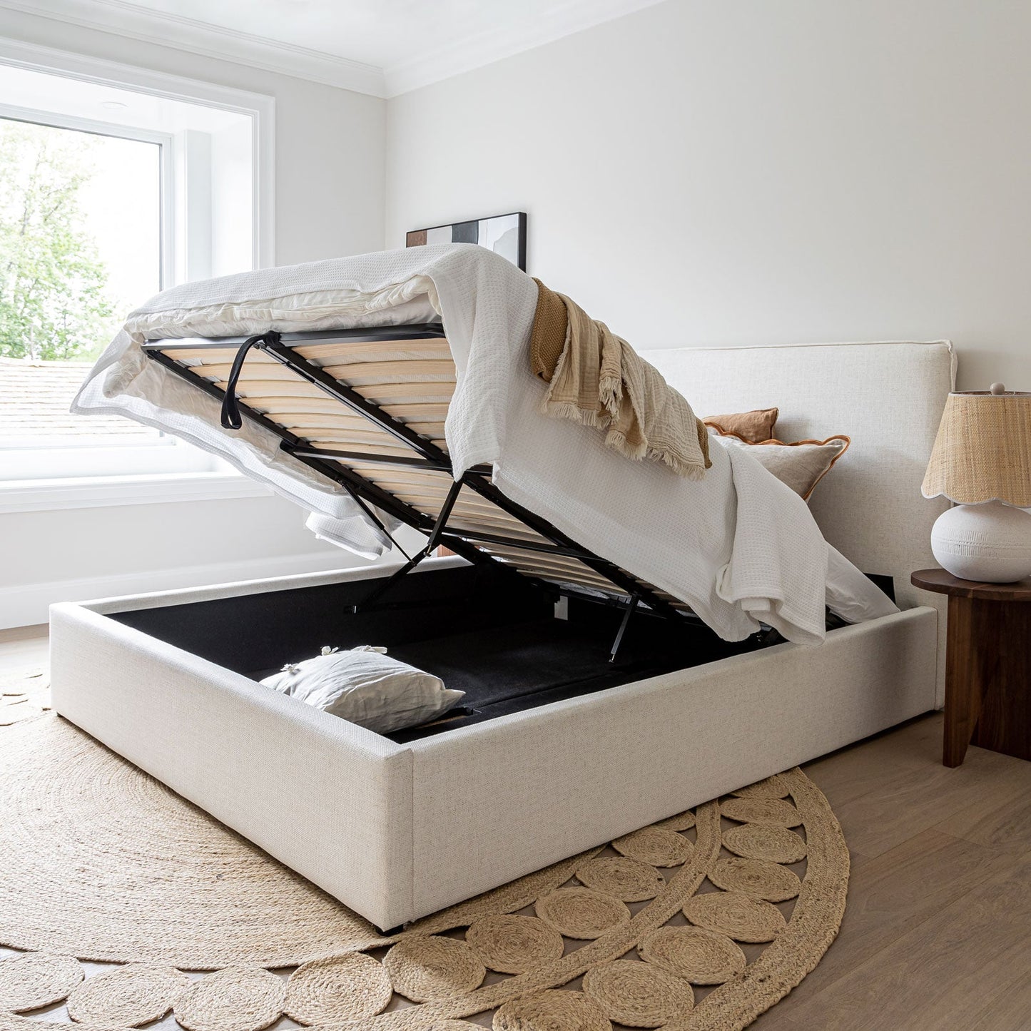 Watkins Platform Storage Bed - Cream