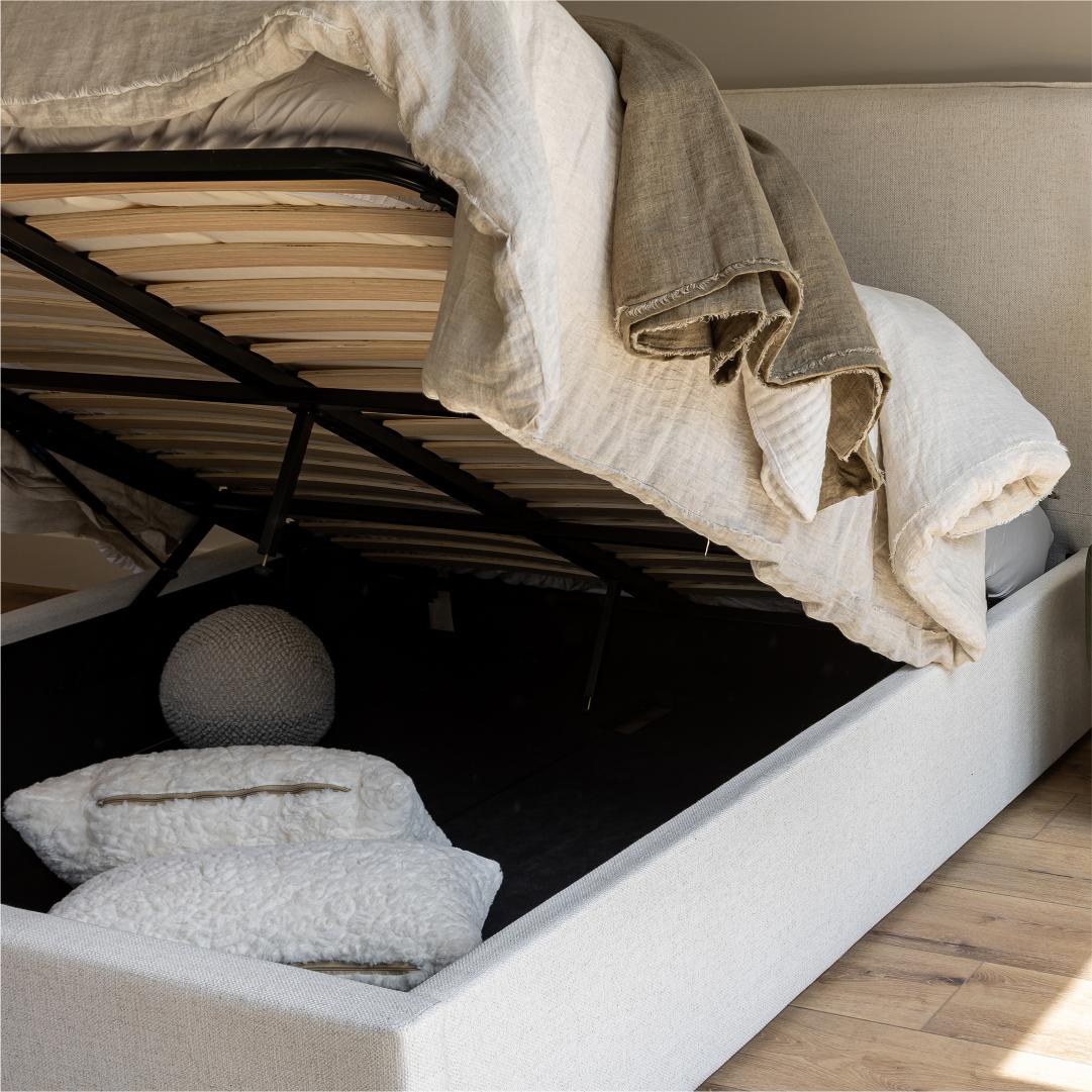 Watkins Platform Storage Bed - Cream