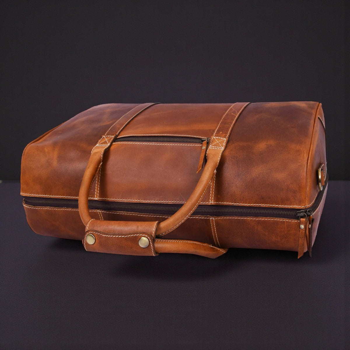 The Wayfarer Bag - Cognac Classic Full-Grain Leather Duffle Bag