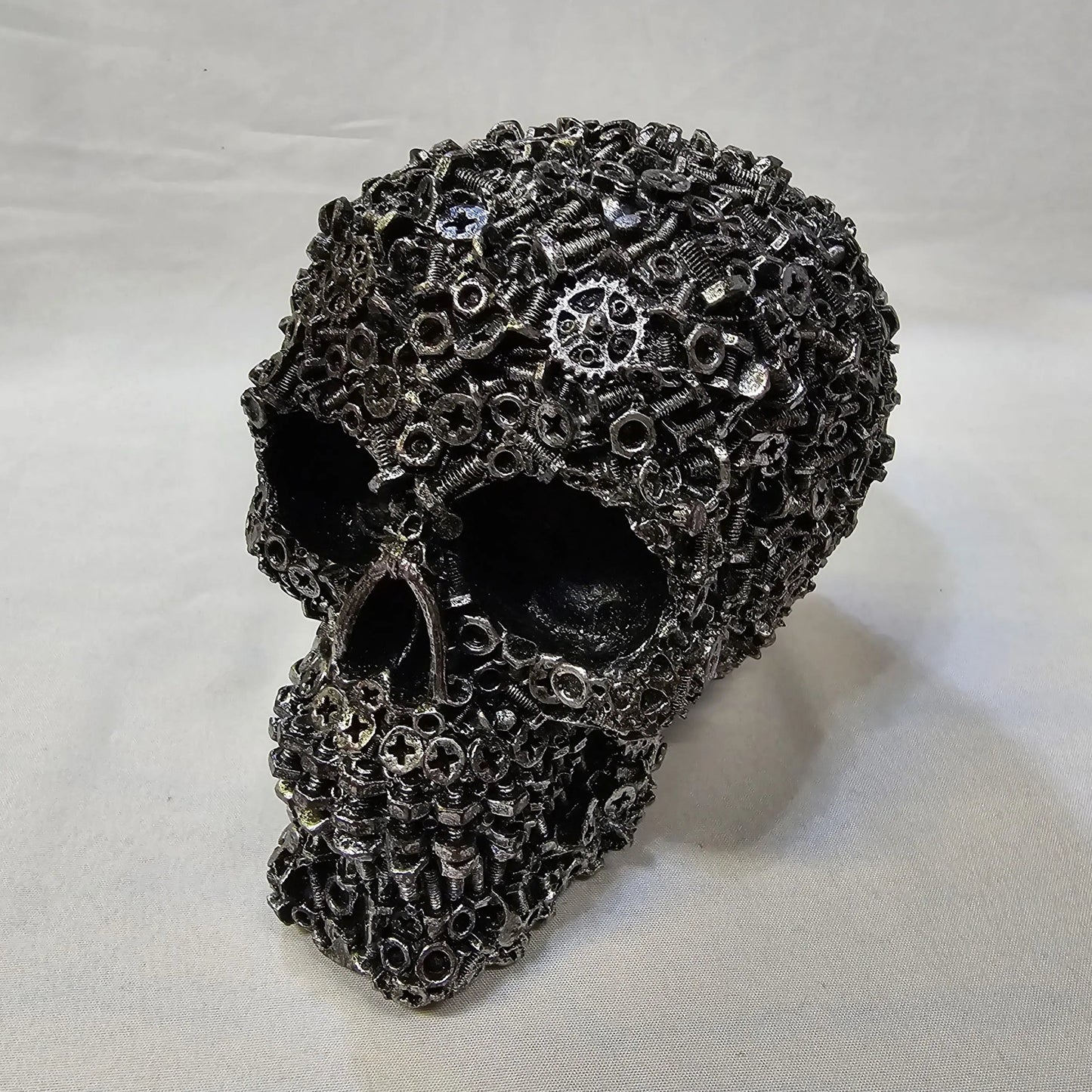 Junkyard Mechanic Skull Figurine