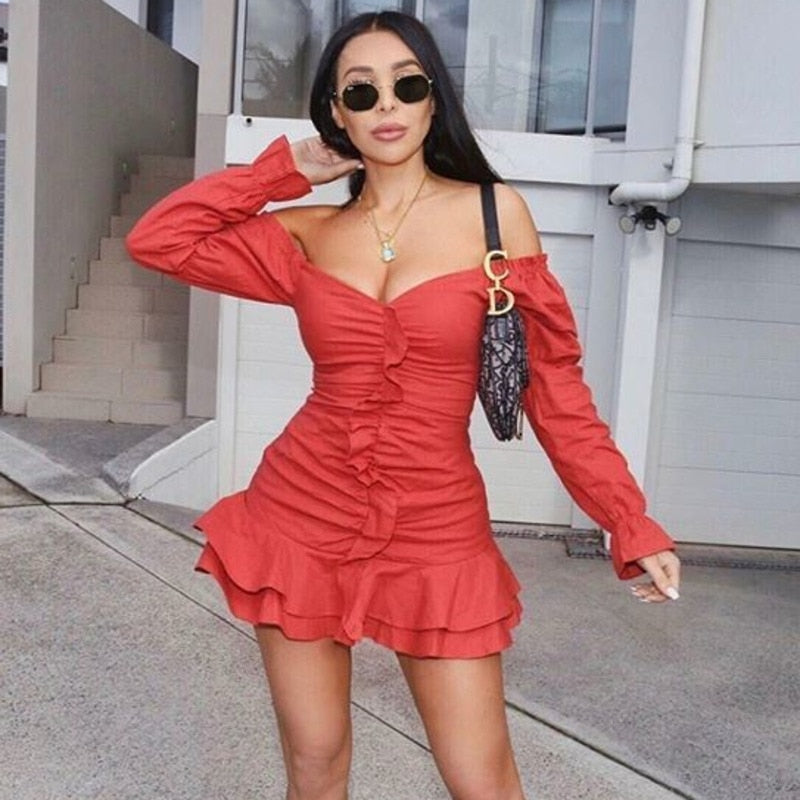 Off Shoulder Ruffle Dress